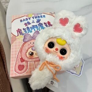 BABY THREE BB3 MIRROR BAGCHARM BUNNY PINK WHITE CUTE RARE FINDS